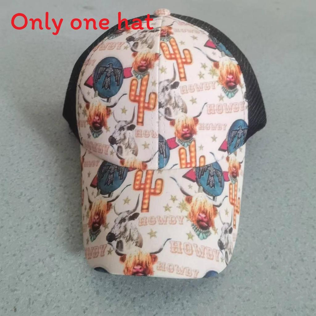

Cotton Baseball Cap With Colorful Graffiti Prints For Summer Outdoor Activities Cactus Cow