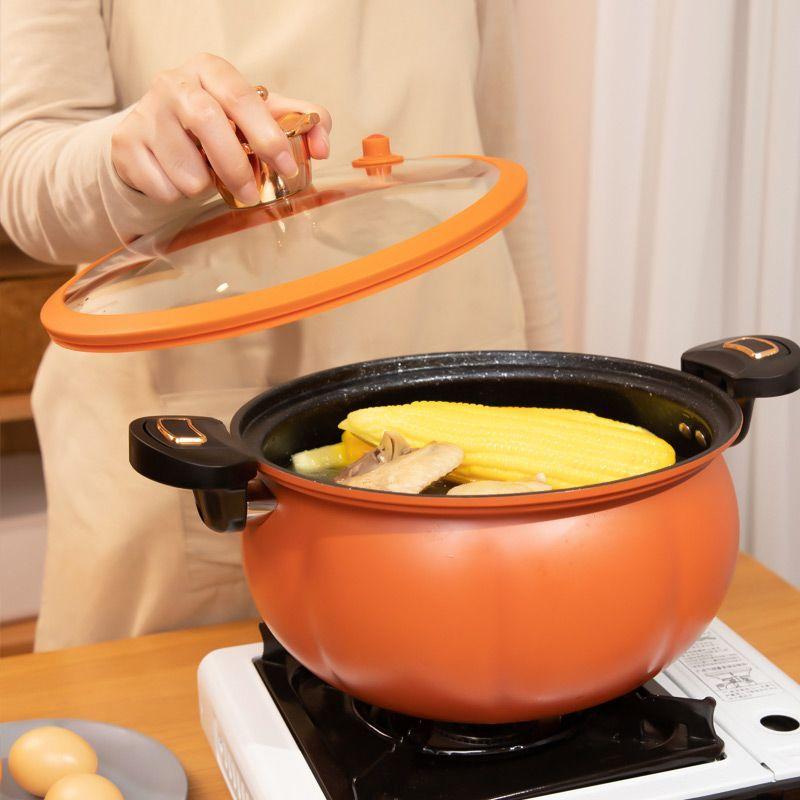 8L 5L Orange Pumpkin Micro Pressure Pot New Home Type Soup Pot Multifunctional Non Stick Pot Gas Stove Universal Soup Pot