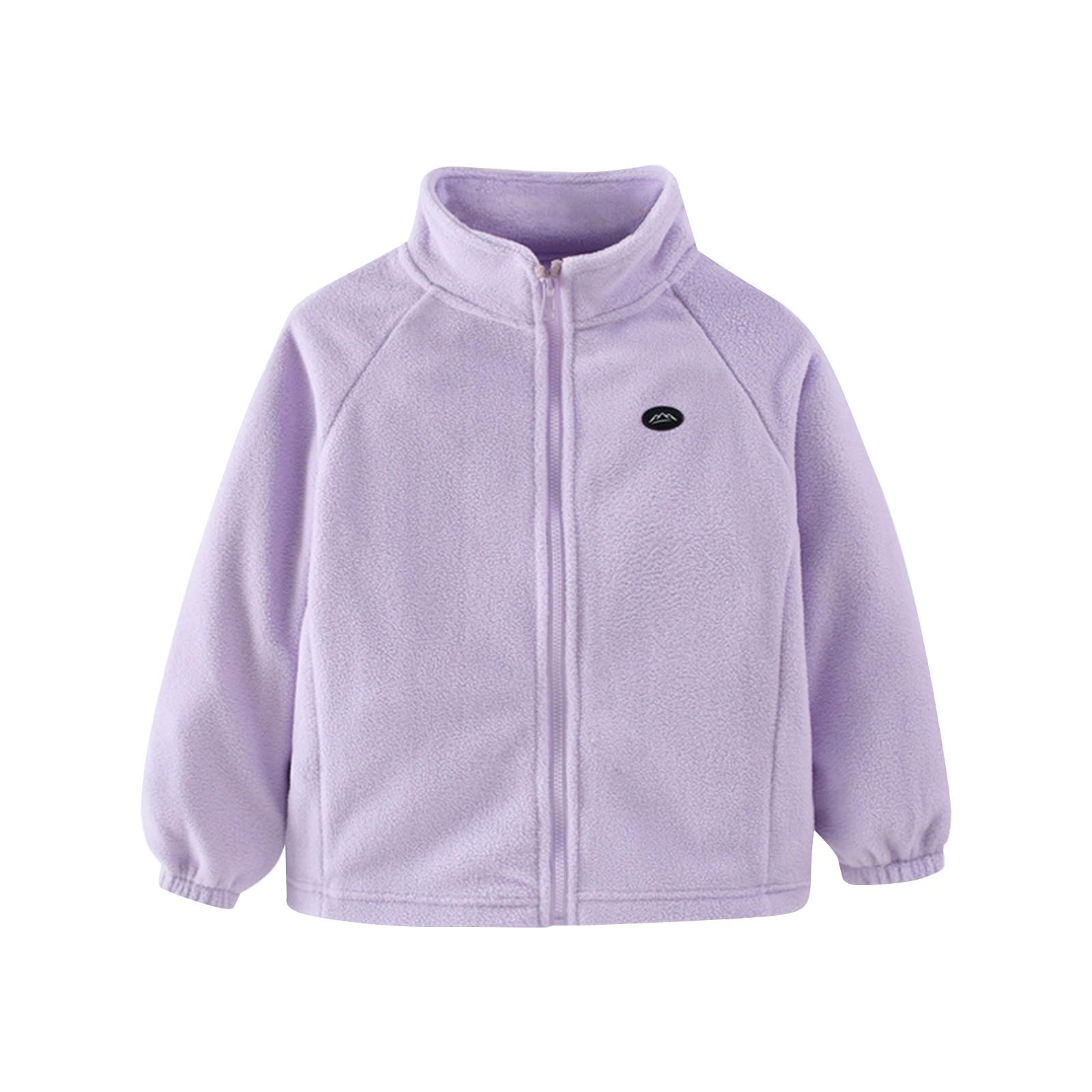 

Зимнее детское флисовое пальто для мальчиков и девочек, однотонное повседневное пальто 150 фиолетовый