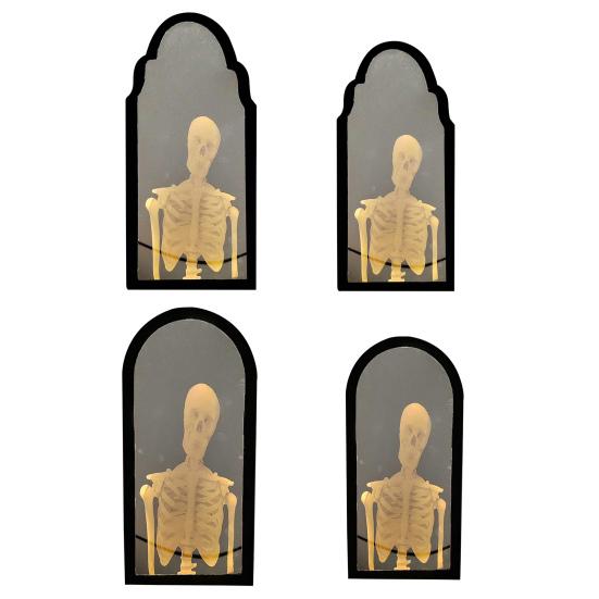 Yousheng Halloweenowe Lustro Ducha LED Nawiedzone Lustro z Hologramem Szkieletu na Halloweenowe Materiały Imprezowe Dekoracja Wewnętrzna Sypialni Kuchni