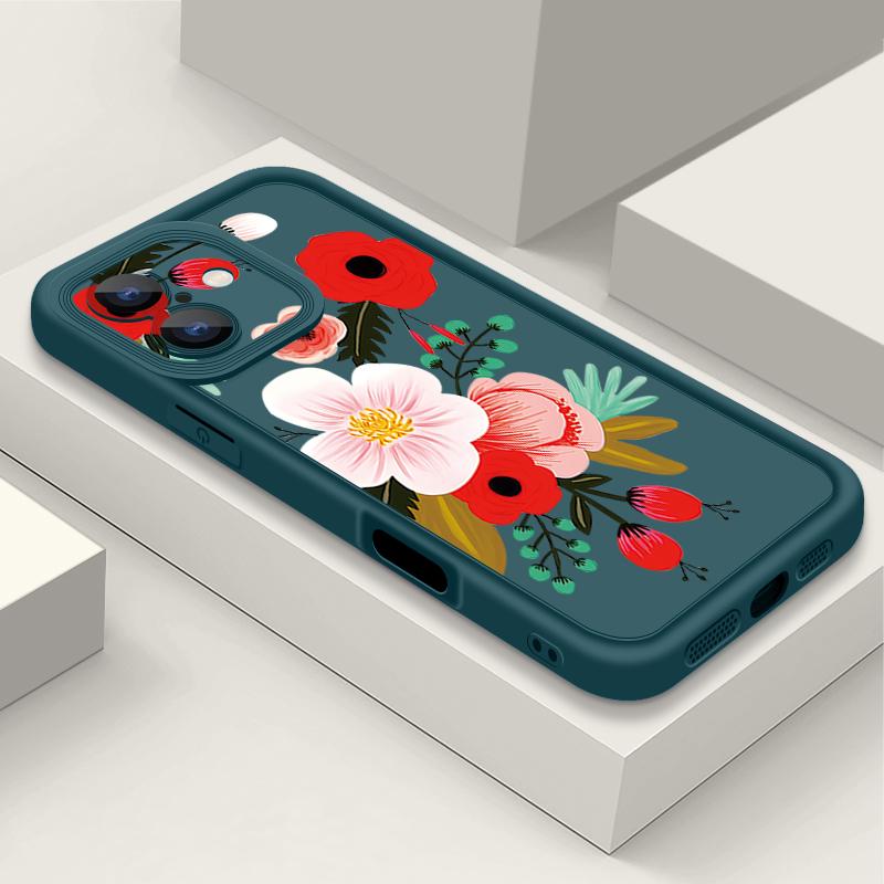 For iPhone 16 Case Cartoon Flower Pattern Shockproof TPU Silicone Soft Cover For iPhone 13 14 15 Pro Max 12 11 iPhone 16 Pro Max Funda