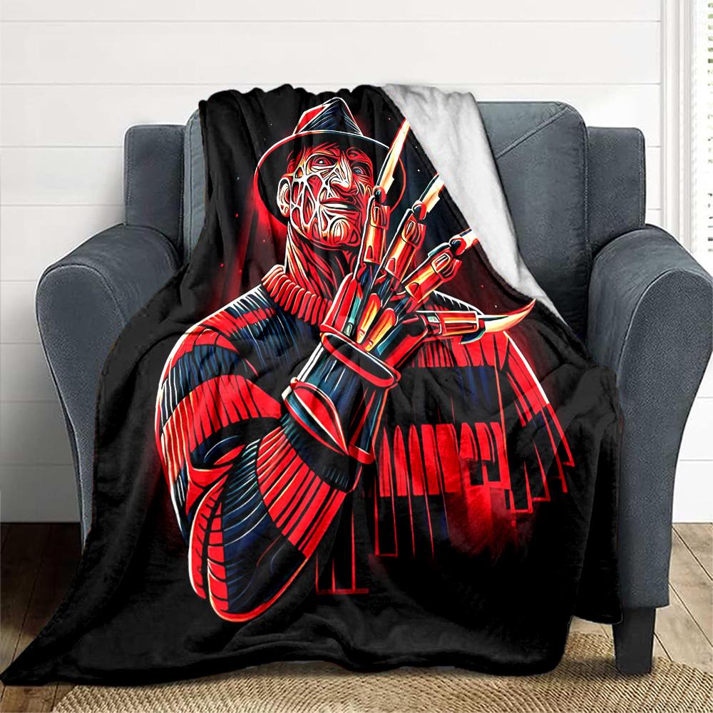 1pc A Nightmare on Elm Street Flannel Throw Blanket - HD Printed Lightweight Soft Warm All-Season Blanket for Sofa, Bed, Travel, Camping 065