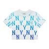 MLB New York Yankees Farbverlauf Buchstaben Kurzarm Crop Top Damen Oberteile Weiß 3FTSM6123-50BLS