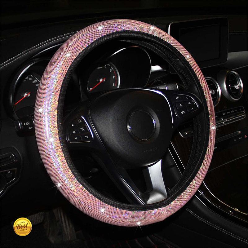 Steering Wheel Cover Glitter,Bling Bling Universal Non-Slip Shiny Colorful Car Steering Wheel Protector Car Decoration Accessories for Car Accessories
