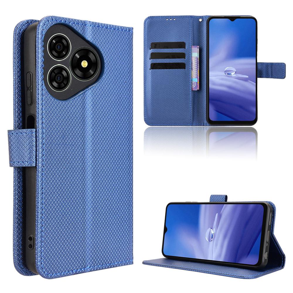 

For Ulefone Note 19 Leather Wallet Case with Strap Diamond Texture Phone Cover Blue