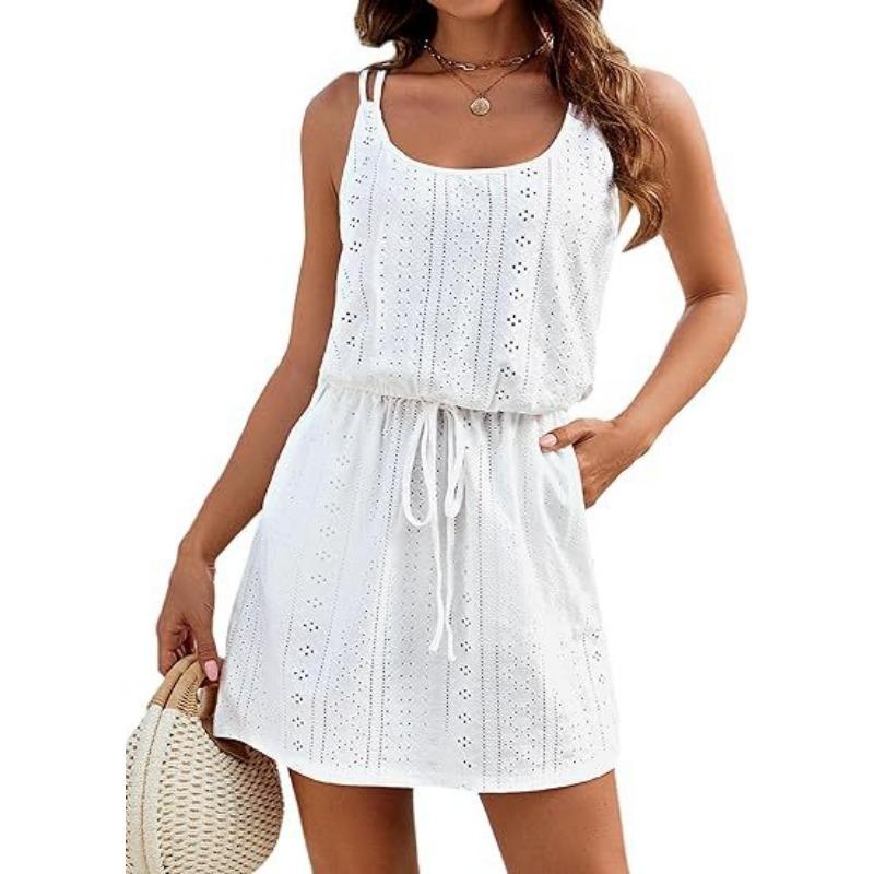 Damen lockeres und vielseitiges Temperament hohles dünnes Schulterträger Sommerkleid