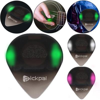Miwayer LED leuchtender Gitarrenplektrum - ABS Elektrische herzförmige Gitarrenplektren mit dreifarbigen Lichtoptionen (Weiß/Grün/Lila)