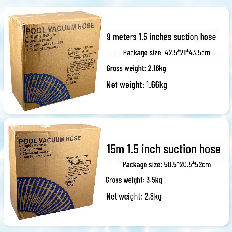 1.5" Skimmer Drain Pump Hose: Self-Floating, Soft Pool Vacuum & Cleaning Connector.