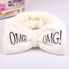 Versatile Candy Color Omg Letters Bow Headband Coral Fleece For Daily Facial Routines
