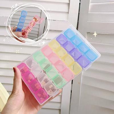 Průhledná krabička na šperky pro nail art, odnímatelná a sestavitelná úložná krabička na doplňky, krabička na prsteny, cvočky, nositelná krabička na nehtové destičky