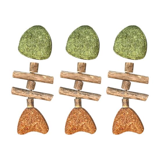 

3 шт. Натуральні палички для гризіння кішок Форма кістляної риби Іграшка з сріблястої лози та котячої м яти Інструмент для догляду за зубами кішок для здоров я зубів Чищення зубів C