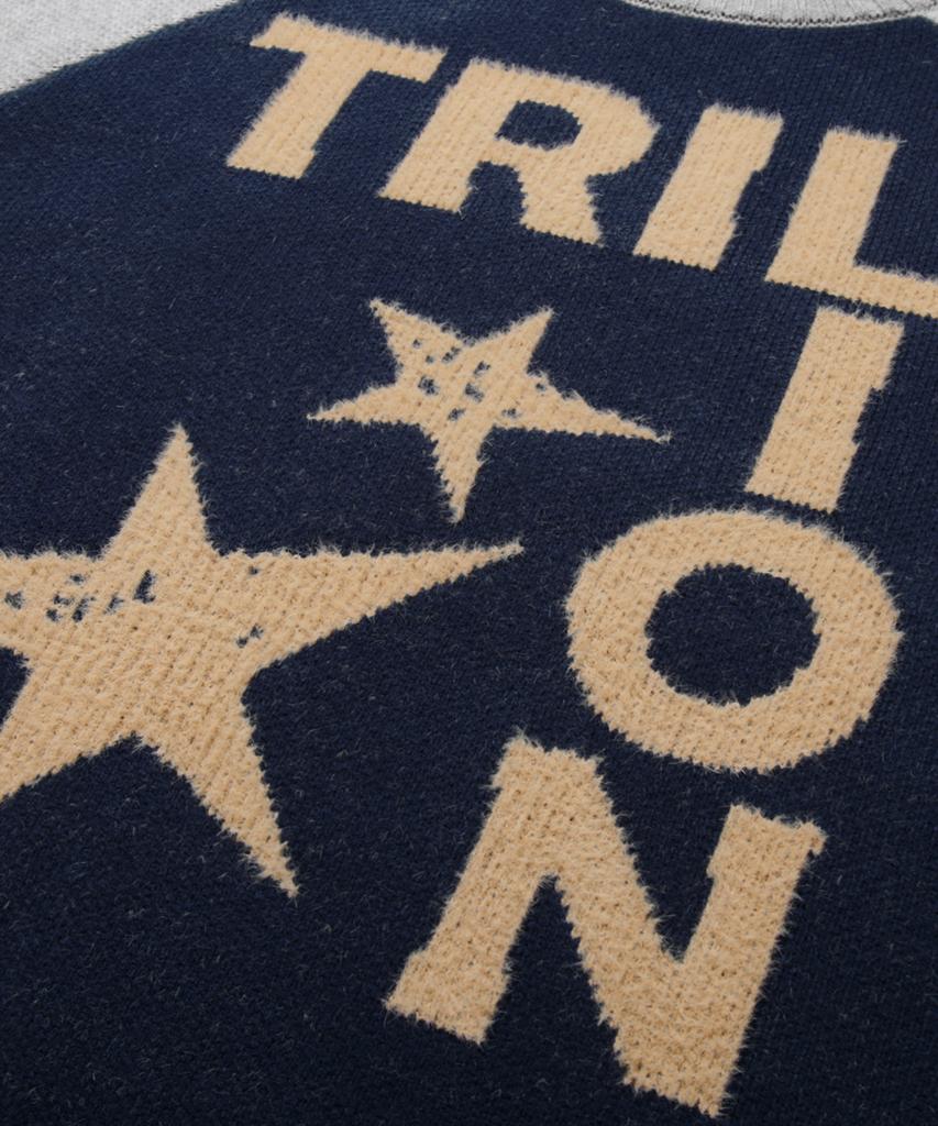 TRILLION Washable Raglan Hairy Graphic Track Knit_Navy