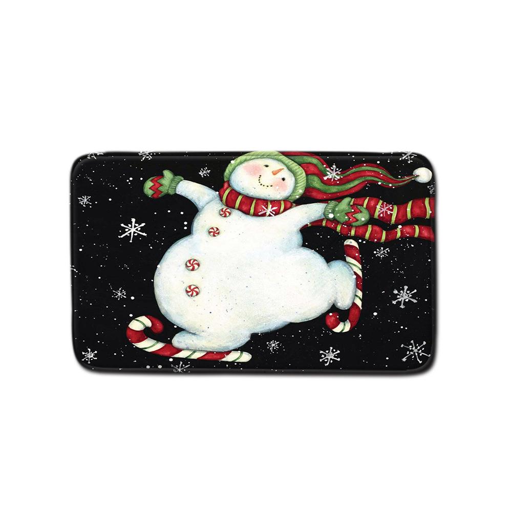 Christmas Shower Curtain Floor Mat Combination Four-Piece Set Bathroom Non-Slip Mat Toilet Absorbent Door Mat Carpet