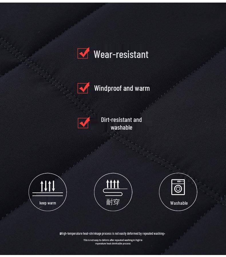 Men's Fleece-Lined Winter Jacket for Elderly: Thick, Warm Lapel Coat