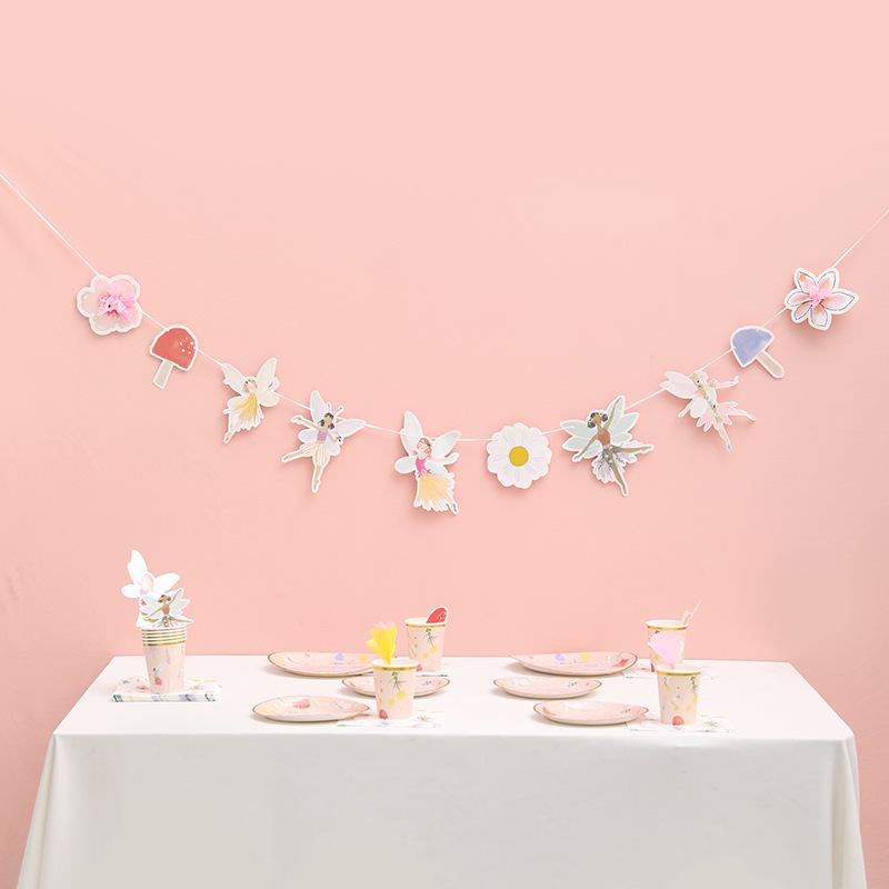 Cute Dreamy Flower Fairy Party Tableware Set - Plates & Decorations