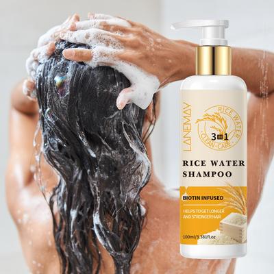3 In 1 Rice Water Shampoo - Strengthening & Moisturizing for Damaged Hair - Clean and Nourish the Scalp - Suitable For All Hair Types