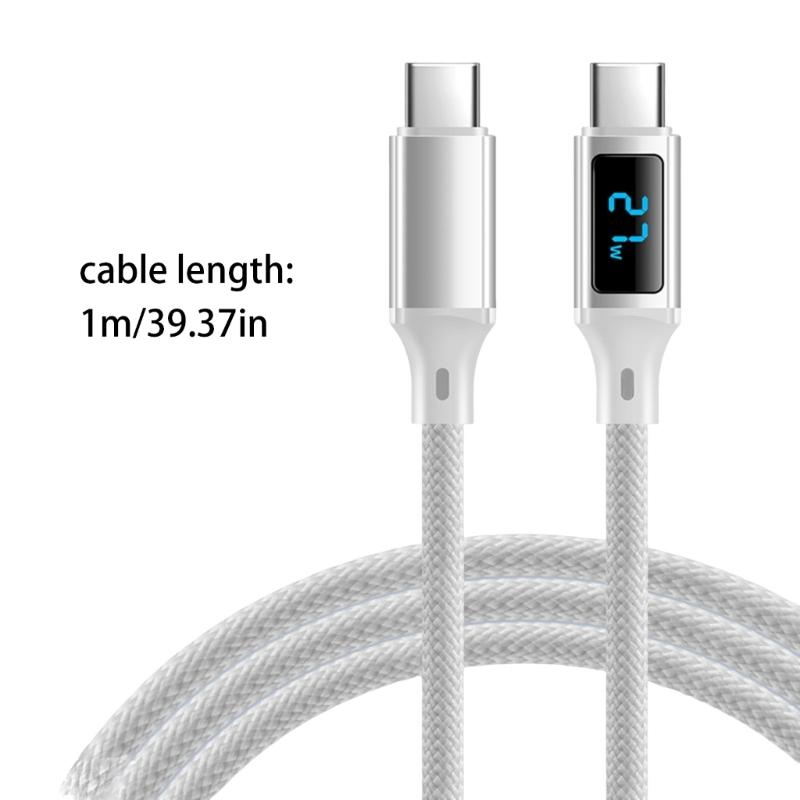 Doppel-Typ-C-Ladekabel 60W Schnellladung Eingebaute Leistungsanzeige Verstärkter Stecker 480 Mbit/s 60W Typ-Kabel