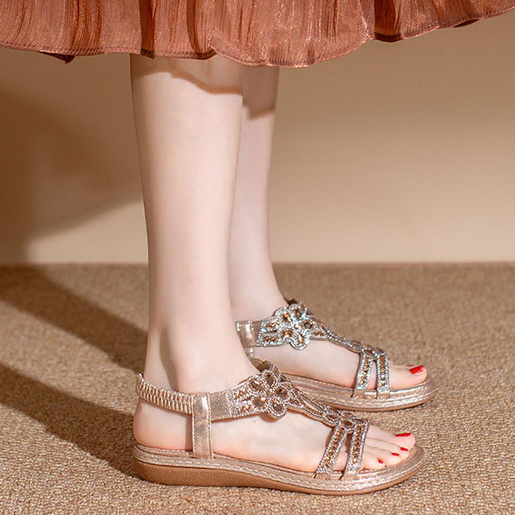 Bohemian Sandal For Womens Comfortable And Lightweight Rhinestone Flat Shoes Women'S Sandals Sandalias De Mujer Verano 2026