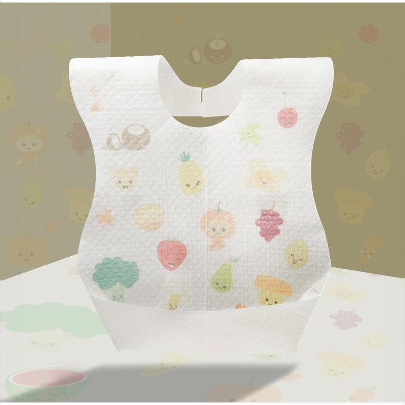 10Pcs Disposable Baby Bib Waterproof Oilproof Portable Printed Infant Feeding Bib For Toddler Eating Travel Daily Use