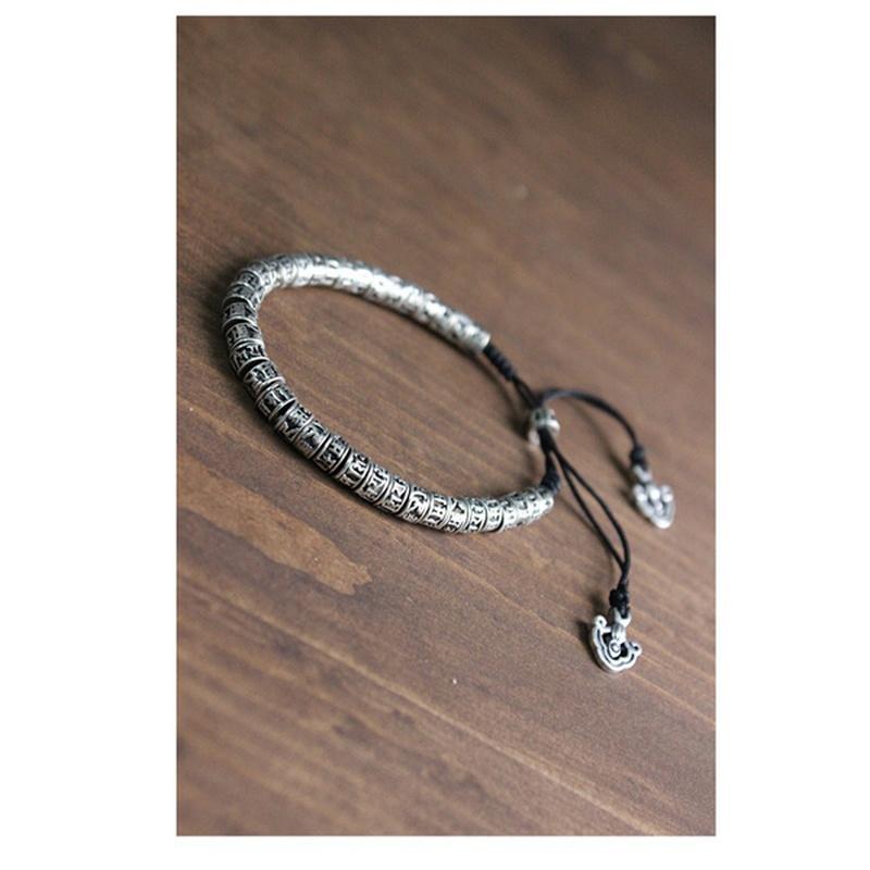 Eastisan Tradisjonell Tibetansk Buddhisme Messing Armbånd Menn Seks Ord Mantra Om Mani Padme Hum Antik metallamuletperler Armbånd