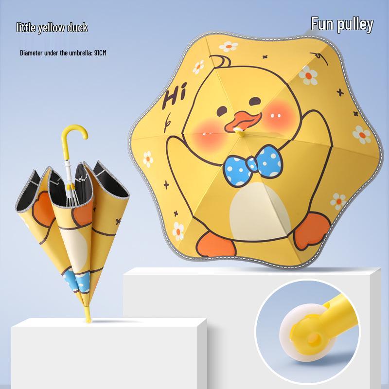 Children's Cartoon Umbrella: Safe, Rounded Corners, Anti-Puncture, Lightweight, Long Handle for Kindergarten & Elementary Boys and Girls.