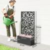 Metal Garden Bed with Trellis, Wall Mounted or Freestanding Raised Planter with Privacy Panel, Black