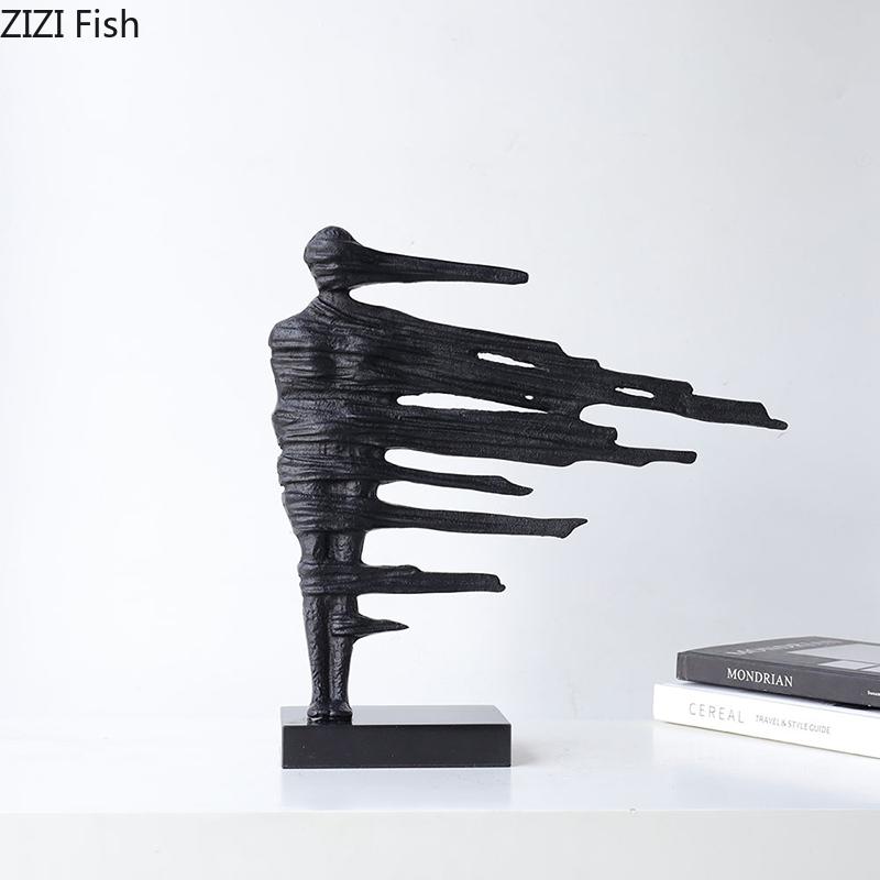 Walking in Wind Pedestrian Figures Sculpture Abstract Artwork Desk Decoration Ornaments Character Statue Room Aesthetic Decor