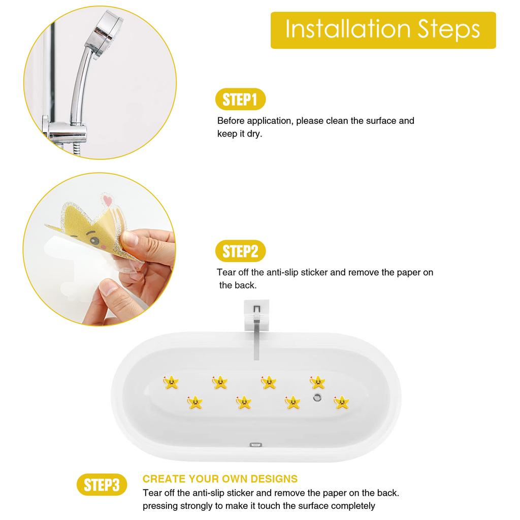 10pcs Cartoon Pattern Bathroom Bathtub None Slip Stickers Staircase Floor EPDM Mat Kids Room Self-adhesive Anti-skid Sticker