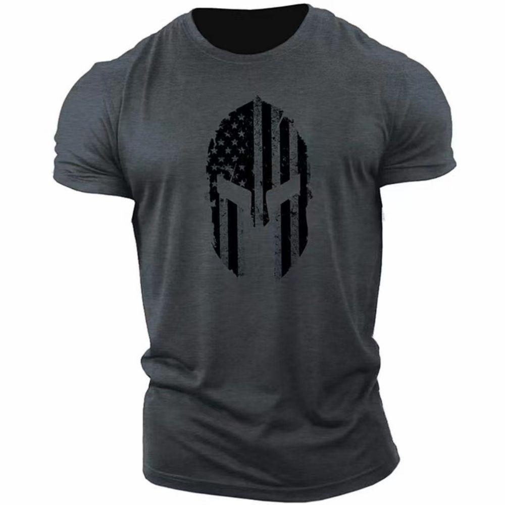 Spartans Men's Retro Pattern 3D Printed T-shirt Fashionable Street Trend Round Neck Top Simple Casual Daily Versatile Short Sleeved Clothing