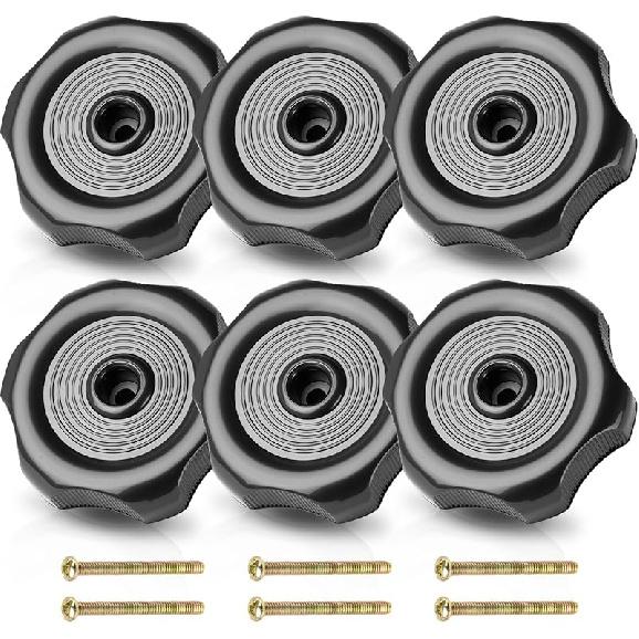 6 PCS RV Window Vent Knob 1" Shaft, Premium Plastic Window and Vent Replacement Knob 2-1/4 Inch Diameter, Travel Trailer Window Knobs for Window