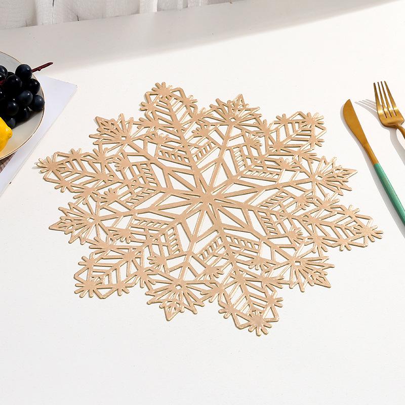 Snowflake PVC Christmas Placemat - Hot Stamping Christmas Table Decoration for Western Restaurants