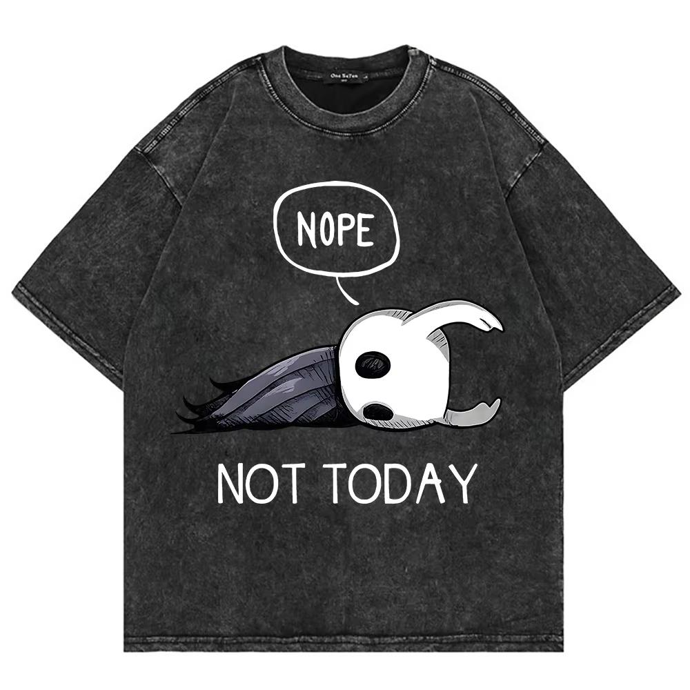 Cotton Vintage Washed Hollow Knight Silksong Sherma T Shirt Fashion Men Women Anime Oversize Loose Acid Wash Tees Shirts