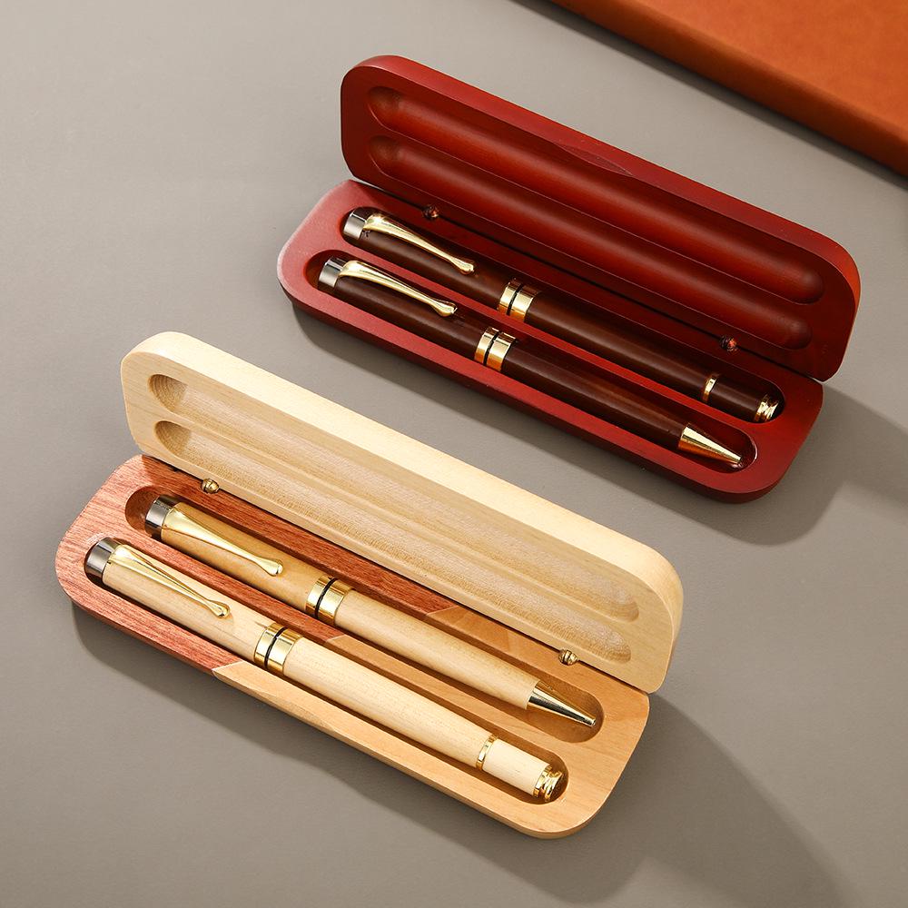 Maple Two-Tone Wooden Signature Pen & Writing Case Set for Teacher's Day & Students