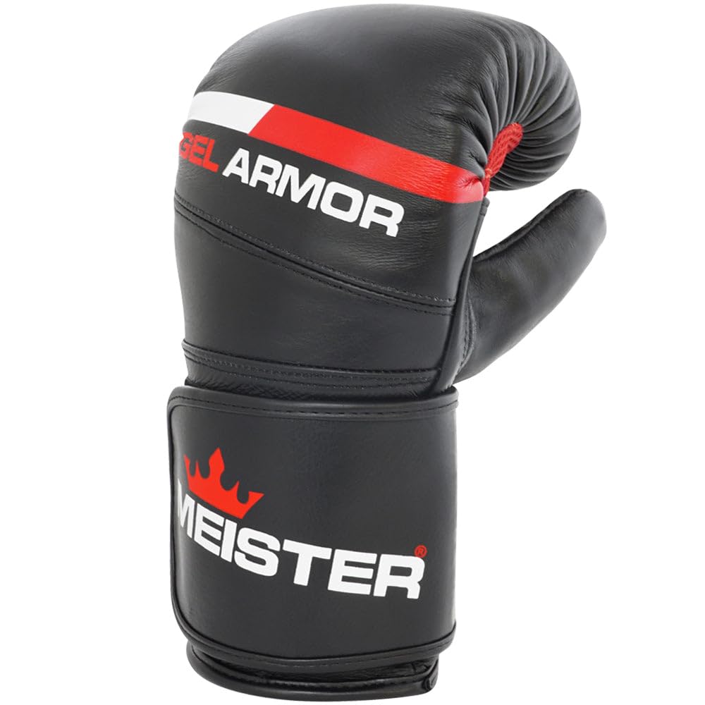 Authentic Meister Cowhide Leather Boxing Gloves with Wrist Support for Men and and Weight Loss Black Women, Unisex, MMA, Boxing, - - Large/X-Large
