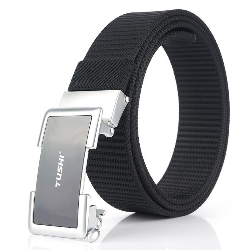 Canvas Jeans Men Belt Student Youth Korean Style Pants Casual Automatic Buckle Nylon