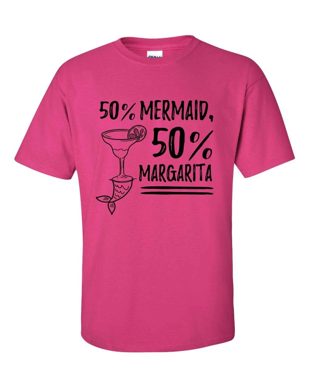 

50% Mermaid, 50% Margarita Funny Short Sleeve Unisex T-Shirt L