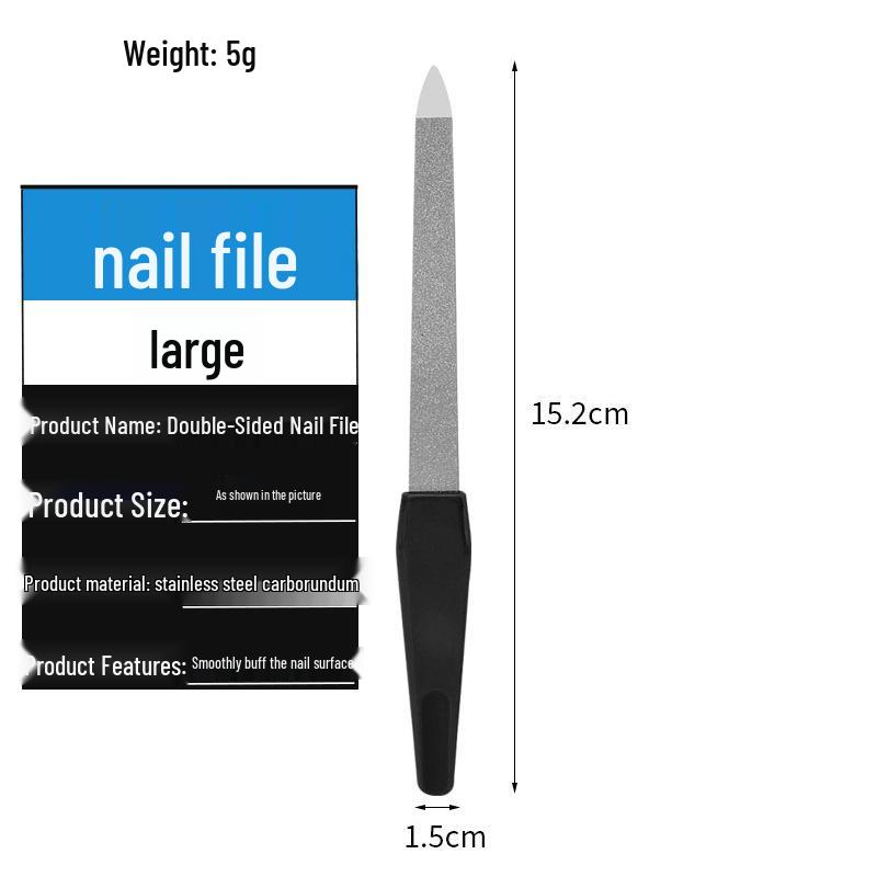 Stainless Steel Nail File with Plastic Handle, Durable Grinding & Polishing Nail Art Tool