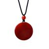 Natural Red Agate Pendant Keychain Charm with Carved Round Tag Necklace