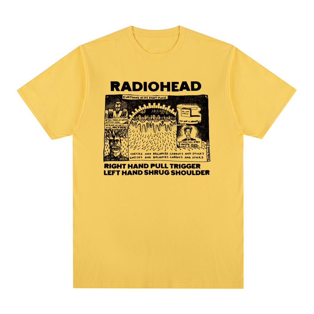 Radiohead Vintage Tshirt Hip Hop Rock Band Unisex Music cute cartoon Ok Computer Cotton Unisex T shirt New Tee Tshirt Womens Tops