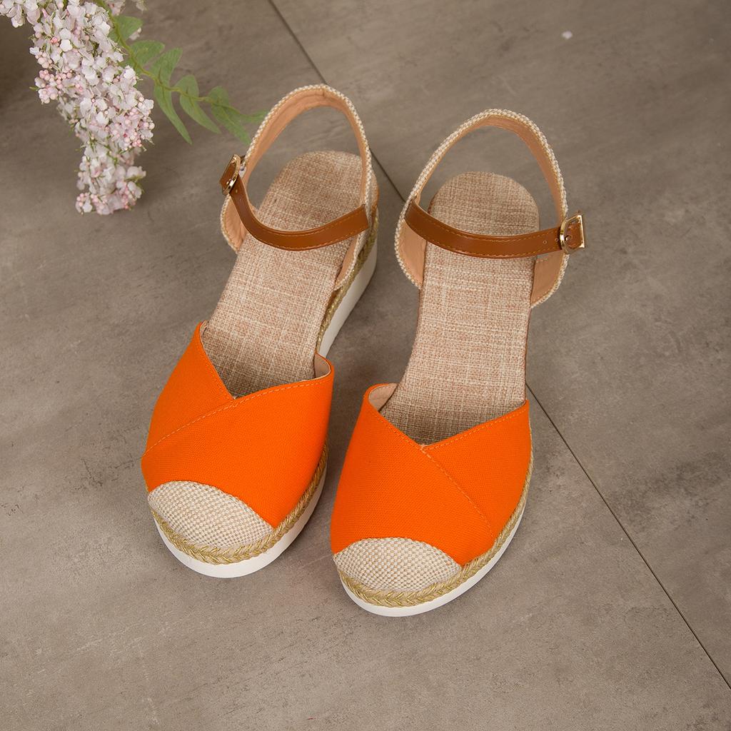 Módní dámské uzavřené klínové sandály Espadrilky Platforma Pásek kolem kotníku Letní boty