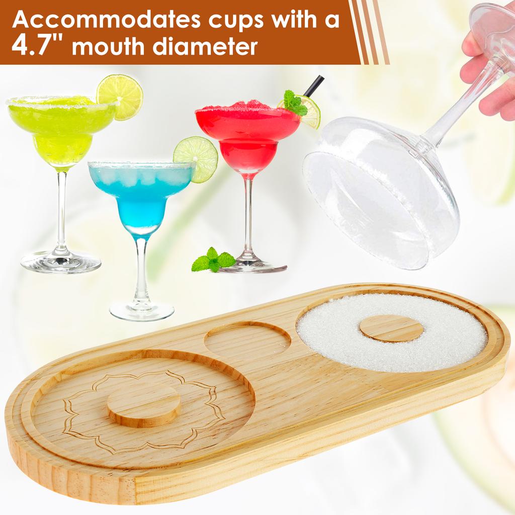 Margarita Salt Rimmer Set Reusable Bamboo Sugar Salt Rimmer Bar Glass Cup Rimmer Salt Box Spice Container for Bartender Bar Tool