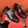 2025 Men's Fashion Business Wedding Dress Shoes Driving Black Thick Bottom Derby Shoes Trendy British Tall Men's Shoes
