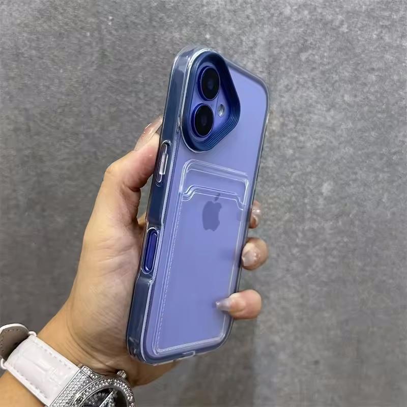 Luxury Card Bag Transparent Phone Case For iPhone 11 12 13 14 15 16 Pro Max Plus X Xs XR Clear Shockproof Bumber Cover