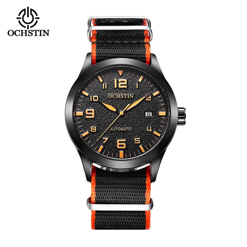 OCHSTIN Man Automatic Pilot Wrist Watches Luxury Self Wind Nylon Mechanic Male Clock Auto Date Relogio Masculino Gift for Men