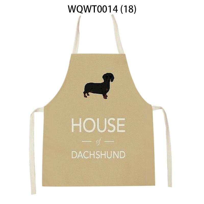 Animal Cartoon Dogs Printed Kitchen Aprons for Women Men Household Cleaning Pinafore Baking Accessories Linen Cooking Aprons