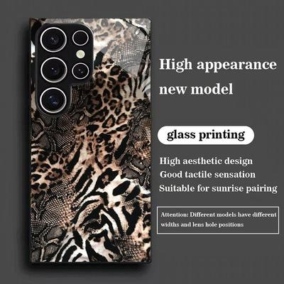 Fashion Leopard Print Pattern Glass Phone Case Suitable for Samsung Galaxy S26 S25 S24 S22 S21 S20 FE Ultra Plus 5G Anti Drop