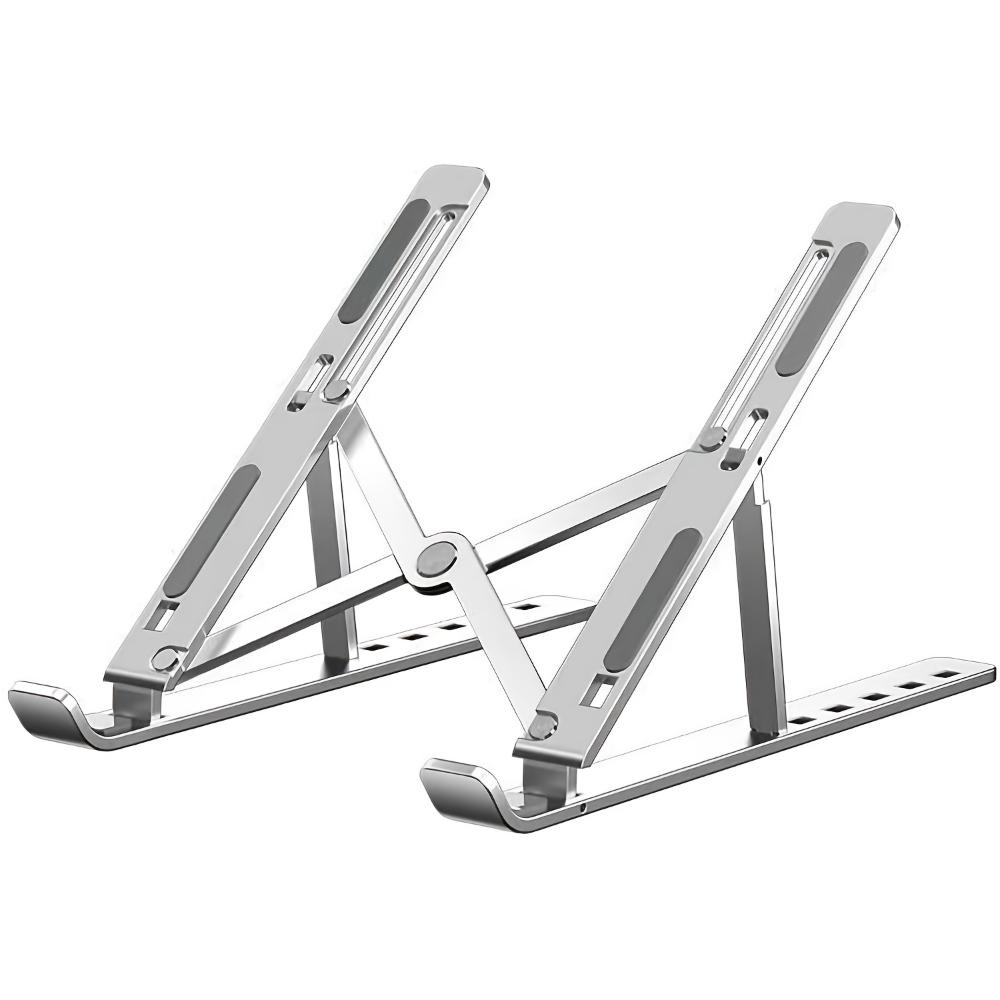 Aluminum Desktop Laptop Stand, Foldable Adjustable Riser Holder, Portable, Compatible With 10‑15.6 Inch Laptops