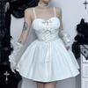GMXIA Summer Polo Collar Puffy Sleeve Smock Top Corn-eye Webbing Slim-fit Halter Dress for Women
