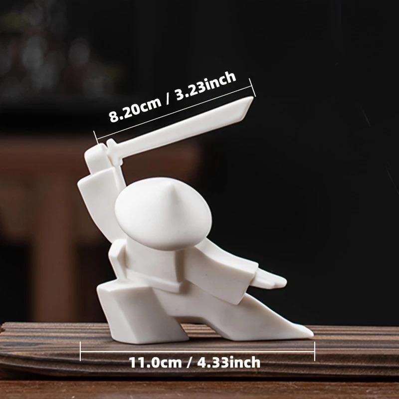 2pcs Ceramic Samurai Figurine Incense Burners Traditional Japanese Style Candles, Multipurpose Home Decor for Tea Ceremonies, Altar Display