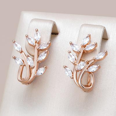 Luxus Roségold Farbe Kristall Blume Englisch Ohrringe Damen Voll Natürlicher Zirkon Accessoires Vintage Hochzeitsschmuck